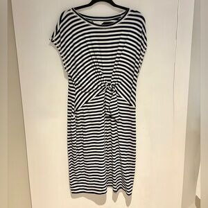 Liz Claiborne Navy and White Striped Midi Dress
